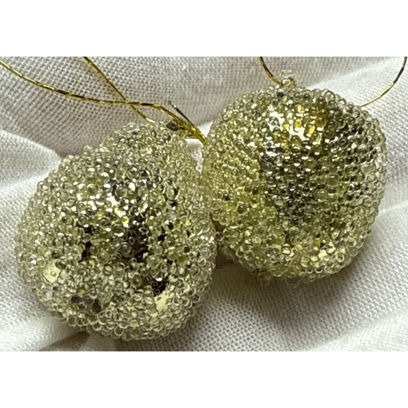 Vtg Lot of 8 Sugar Coated Miniature Pear Apple Ornaments Gold Glass Beaded As Is - Picture 9 of 16